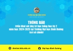 Thông báo triển khai xét duy trì học bổng học kỳ 2 năm học 2024-2025 tại Trường Đại học Bình Dương (cơ sở chính)