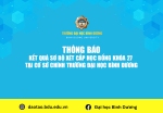 KẾT QUẢ SƠ BỘ XÉT CẤP HỌC BỔNG KHÓA 27 TẠI CƠ SỞ CHÍNH TRƯỜNG ĐẠI HỌC BÌNH DƯƠNG