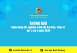 Thông báo nhận bằng tốt nghiệp trình độ Đại học, Thạc sĩ  đợt 3 và 4 năm 2024