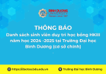 Danh sách sinh viên duy trì học bổng học kỳ 3 năm học 2024 -2025  tại Trường Đại học Bình Dương (cơ sở chính)