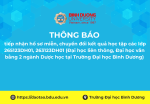 tiếp nhận hồ sơ miễn, chuyển đổi kết quả học tập các lớp 265123DH01, 263123DH01 Đại học liên thông, Đại học văn bằng 2 ngành Dược học tại Trường Đại học Bình Dương