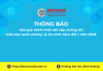 TB Kết quả chính thức xét cấp chứng chỉ Giáo dục quốc phòng và An ninh năm đợt 1 năm 2026
