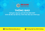 TB thời gian nộp học phí học kỳ 1 năm học 2026 2027 trình độ đào tạo đại học, hình thức đào tạo chính quy