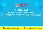 Thông báo tiếp nhận hồ sơ nghỉ học tạm thời, thôi học, chuyển ngành, chuyển hình thức đào tạo và nhập học lại đối với sinh viên trình độ đại học chính quy học kỳ 1 năm học 2026–2027