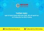 nghỉ Lễ Quốc khánh (029) năm 2026  đối với người học tại Trường Đại học Bình Dương
