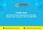 tạm hoãn kế hoạch giảng dạy các học phần Lý luận chính trị học kỳ 1 năm học 2026 2027