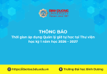 Thời gian áp dụng Quản lý giờ tự học tại Thư viện học kỳ 1 năm học 2026 – 2027