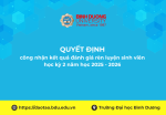 Quyết định công nhận kết quả đánh giá rèn luyện sinh viên học kỳ 2 năm học 2025   2026