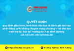 Quyết định về việc quy định giáo trình, hình thức đào tạo và đánh giá các học phần tiếng Anh không chuyên trong chương trình đào tạo trình độ đại học tại Trường Đại học Bình Dương đối với sinh viên từ khóa 29